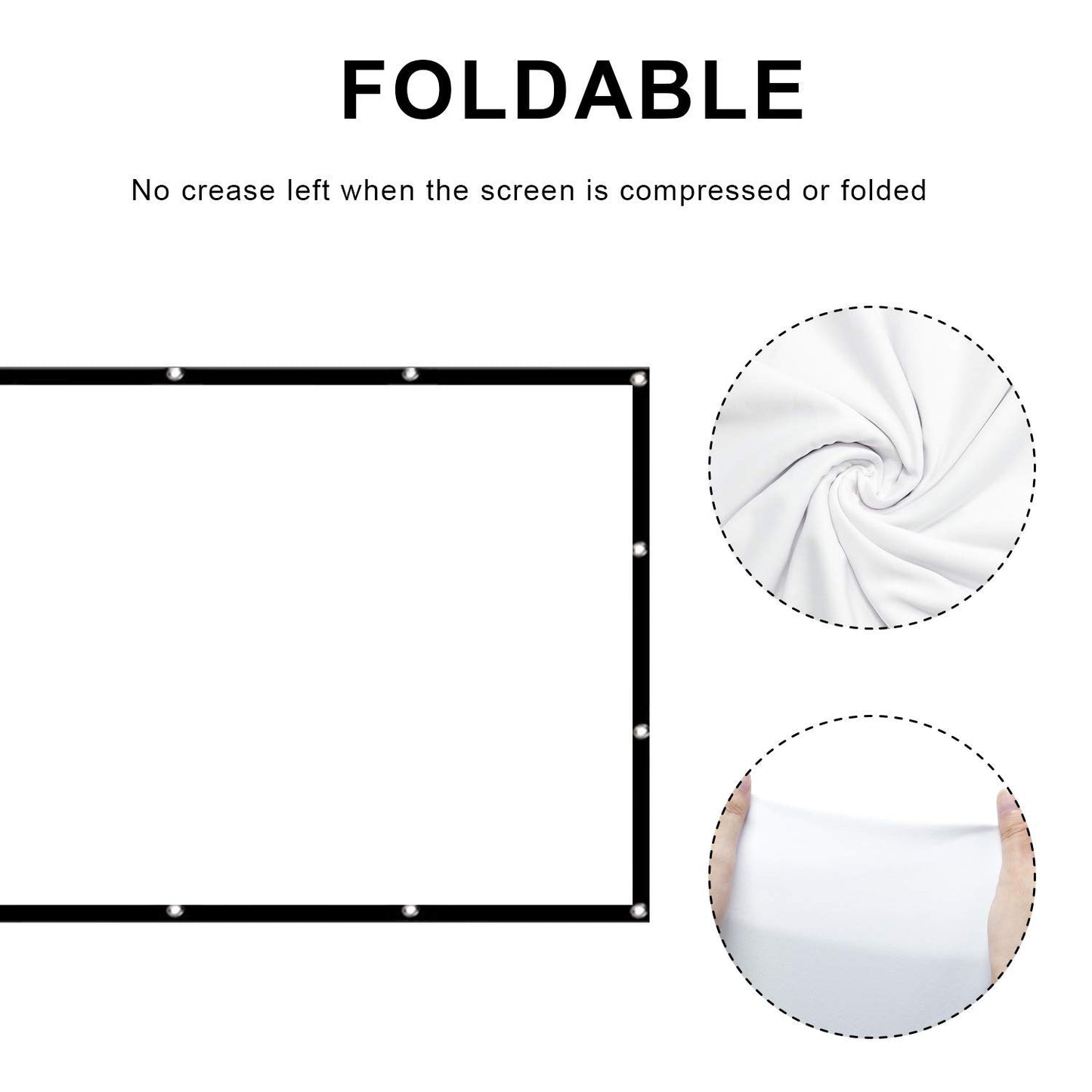120 inch Projector Screen 16:9 HD Foldable Anti-Crease Portable Projection Movies Screen for Home Theater Outdoor Indoor Support Rear Projection