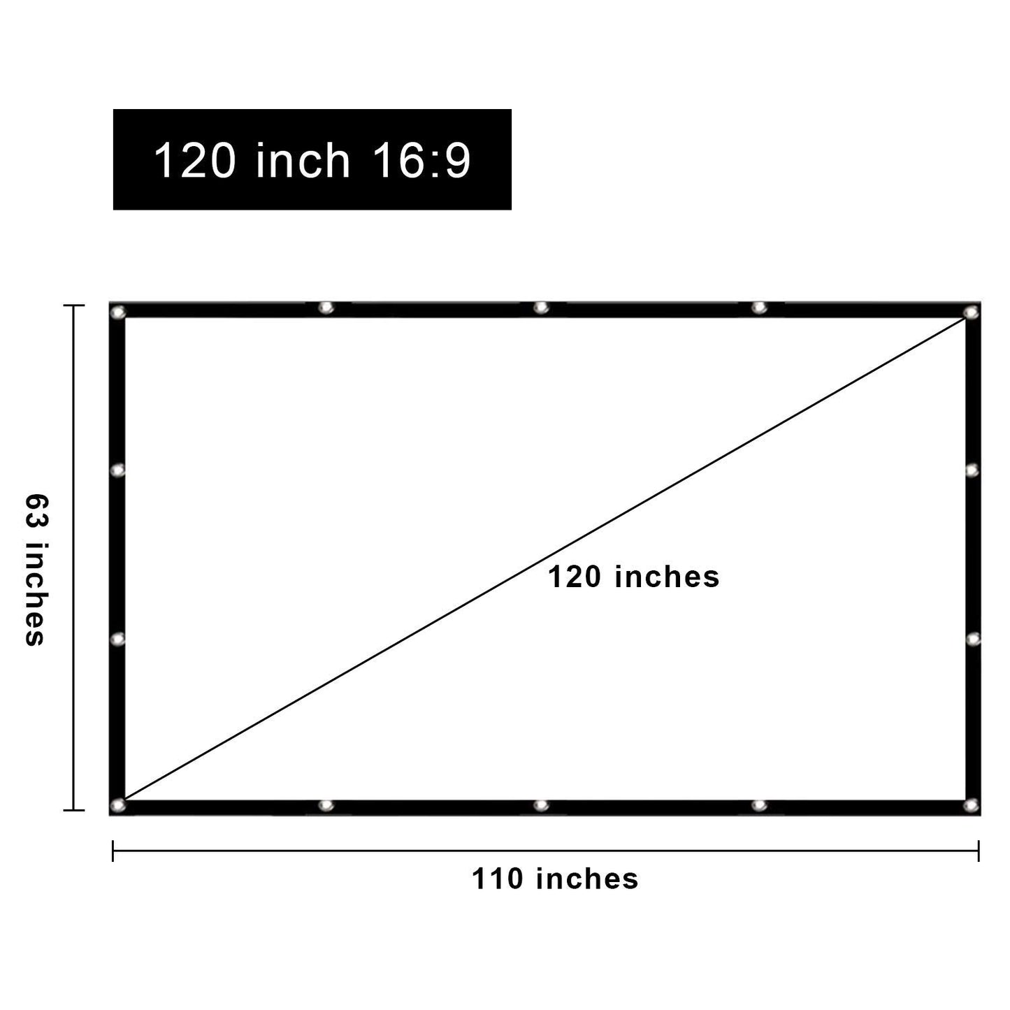 120 inch Projector Screen 16:9 HD Foldable Anti-Crease Portable Projection Movies Screen for Home Theater Outdoor Indoor Support Rear Projection