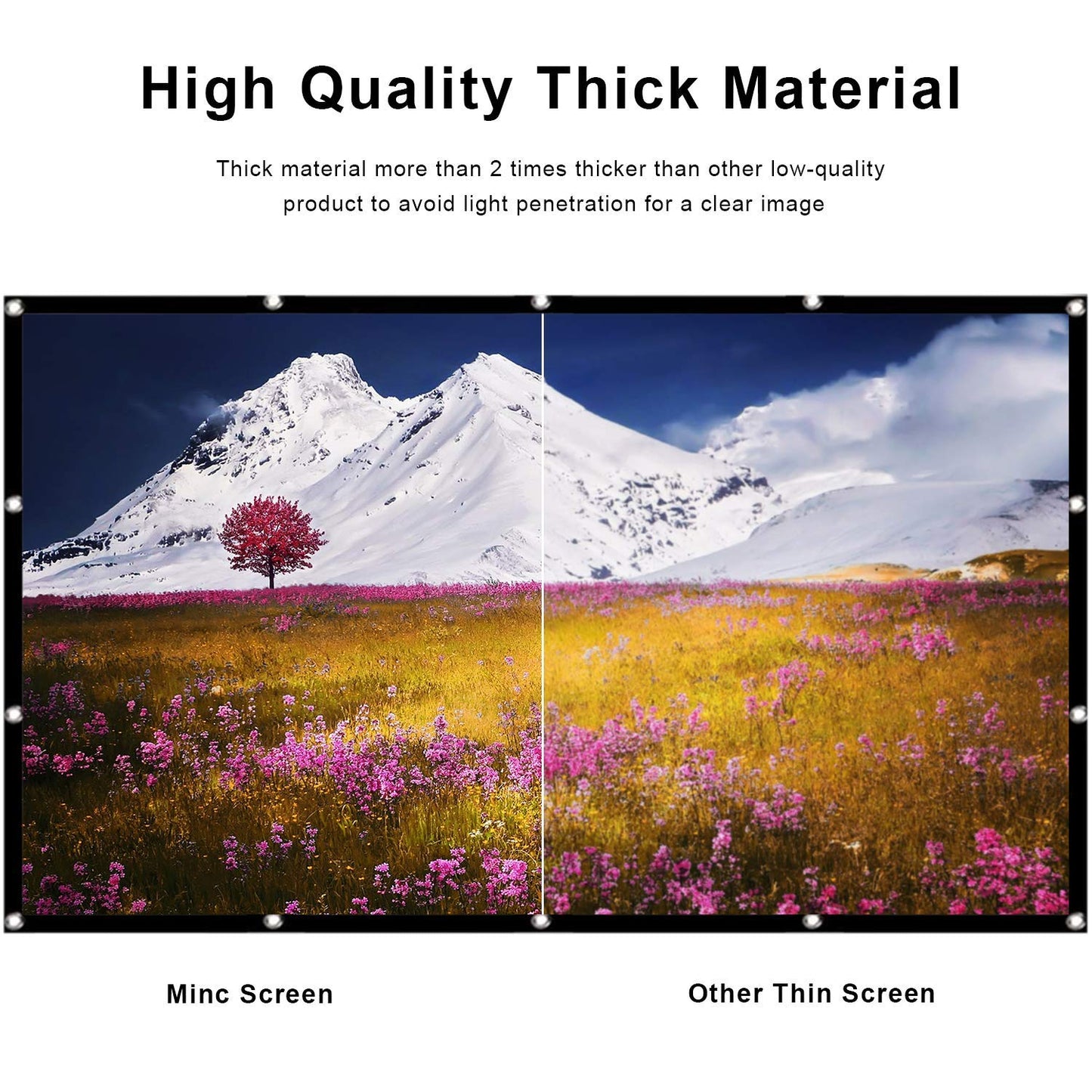 120 inch Projector Screen 16:9 HD Foldable Anti-Crease Portable Projection Movies Screen for Home Theater Outdoor Indoor Support Rear Projection