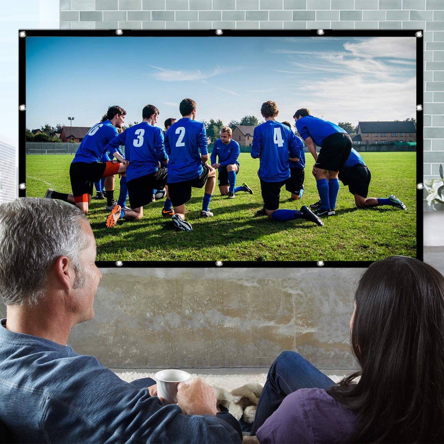 120 inch Projector Screen 16:9 HD Foldable Anti-Crease Portable Projection Movies Screen for Home Theater Outdoor Indoor Support Rear Projection
