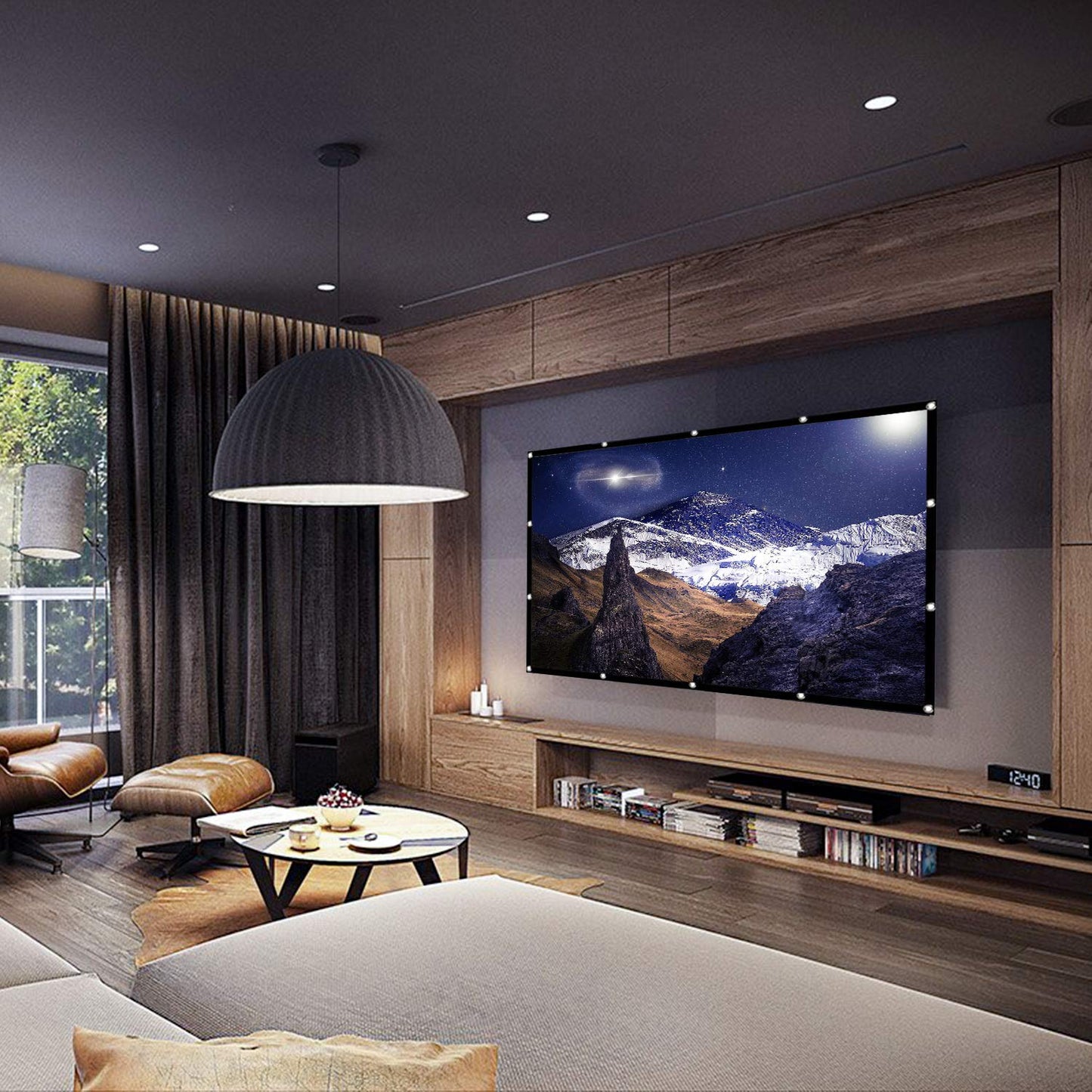 120 inch Projector Screen 16:9 HD Foldable Anti-Crease Portable Projection Movies Screen for Home Theater Outdoor Indoor Support Rear Projection