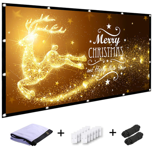 120 inch Projector Screen 16:9 HD Foldable Anti-Crease Portable Projection Movies Screen for Home Theater Outdoor Indoor Support Rear Projection