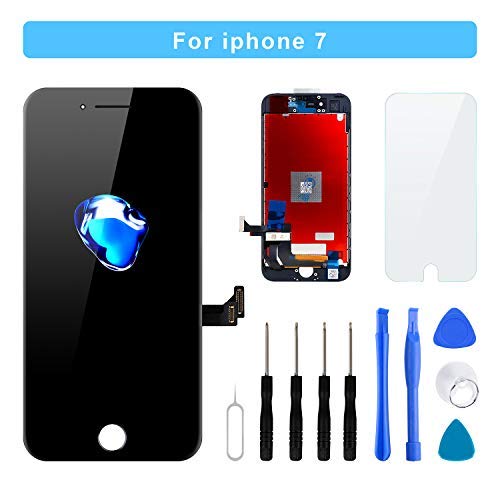 for iPhone 7 Screen Replacement - LCD Display 3D Touch Screen Digitizer Frame Full Assembly with Repair Tool Kits and Screen Protector (Black 4.7 Inch)