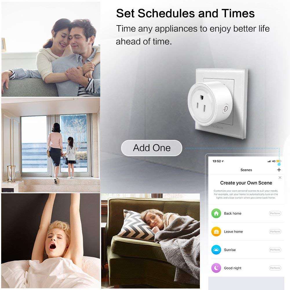 Wi-Fi Smart Plug, [2-Pack] Mini Wifi Outlets enabled Remote Control Smart Socket with Timer Function Works with Alexa, Echo and Google Home, ETL Listed, No Hub Required, 10 A (White)